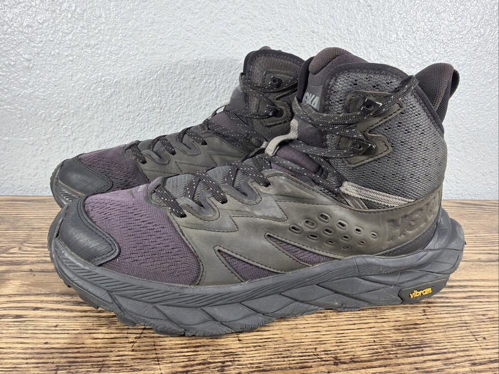 Hoka Anacapa Breeze Mid Black Hiking Boots Mens 9.5 D Vibram 1134505 BBLC